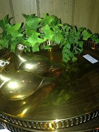 Brass tray and doves