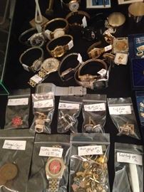 Watches, cuff links, and other costume jewelry