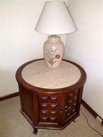 End table with travertine top