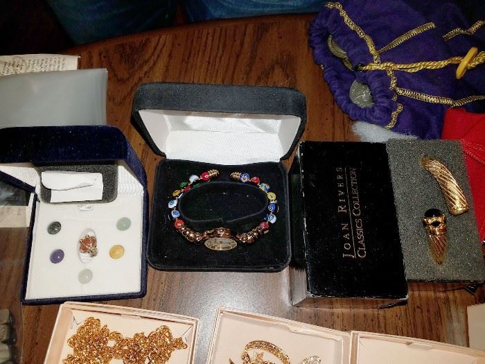 Costume jewelry. Lots of good quality treasures. Lots from QVC. Joan Rivers and more