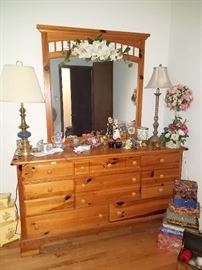 Matching large dresser with mirror