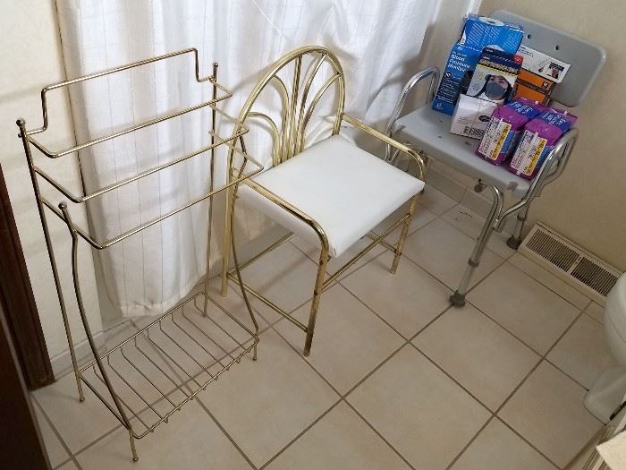 Towel rack, vanity chair