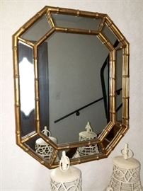 Bamboo framed wall mirror