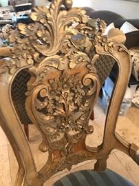 Pair of Carved Italian Chairs with Arma