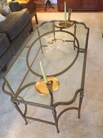 glass and brass coffee table 