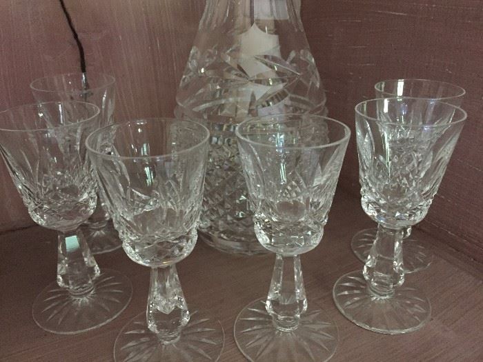 Waterford crystal decanter & glasses