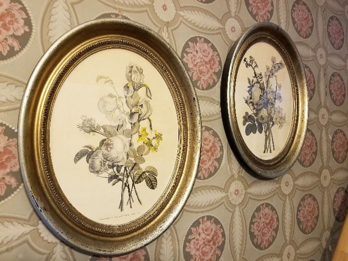 French Botanicals, lemon gilt oval frames