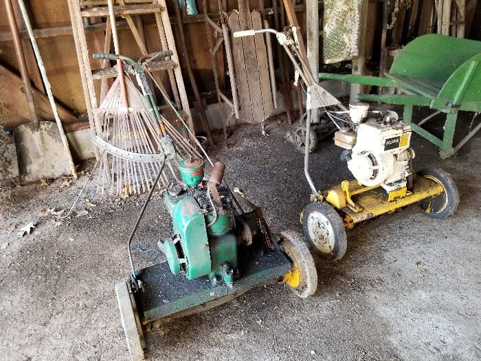 Early push mowers with paper
