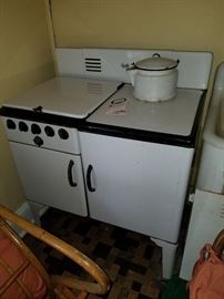 Porcelain enamel upstairs stove with paper
