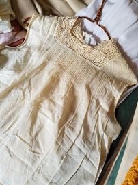 Early pintuck and lace cotton blouse, undershirt