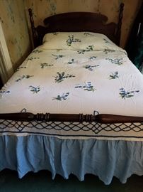 Chenille bedspread with attached bed skirt, minty...Queen size