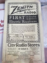 1927 Zenith Radio advertisement with full radio listings 