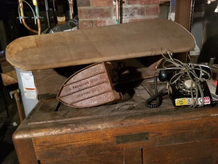 Big old iron rest, large tabletop ironing board. 