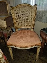 Antique French Provincial Cane back chair, horsehair cushion