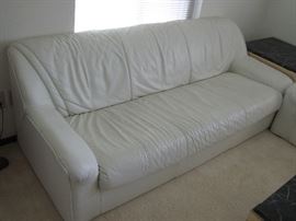 Nicoletti Italian White Leather Modern Sofa 