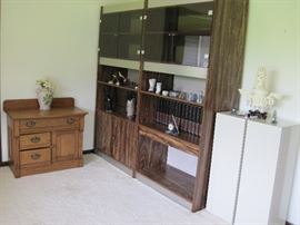 Smoky Glass Book Shelves and Secretary--  3 pieces  