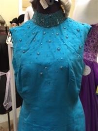 Vintage Turquoise Dress with Beading