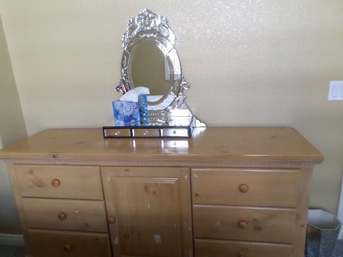 Venetian Mirror  & Jewelry Box, Solid Wood Chest of  Drawers