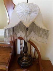 Reproduction of Vintage lamp with Beaded silk shade