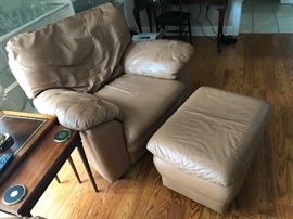 Leather Chair w/ Ottoman