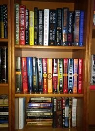 Many mysteries and thrillers for sale.