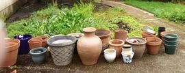 Some of the dozens of outdoor pots for sale.