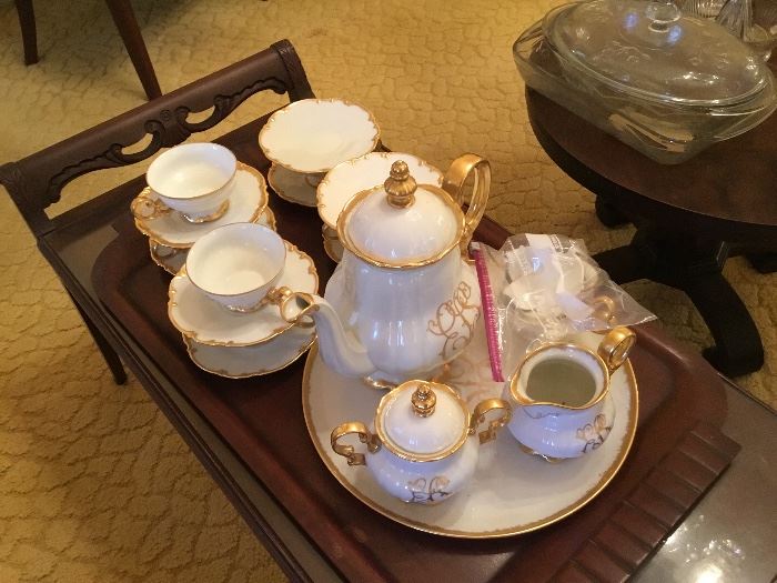 German white and gold porcelain tea set