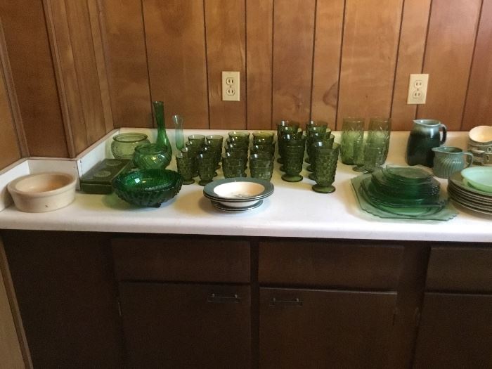Green depression glassware 