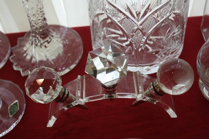 Wonderful vintage crystal stoppers with holder