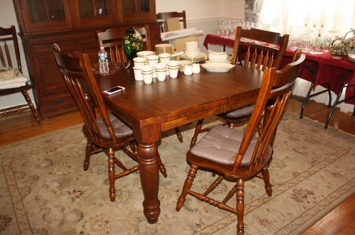 Farm style table with 6 dining room chairs-very nice