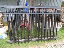 3 sections of metal fencing with posts & caps