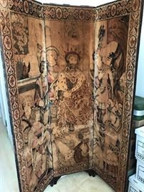 Tapestry room divider, screen, old