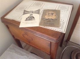 Antique Sewing Machine & Table with  original paperwork