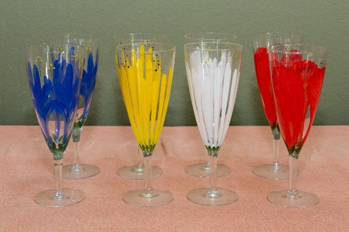 Hand Painted Champaign Stems.  (8) $39.00 Set
