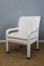 Fabulous White Leather Chairs on Casters.  (5)  $375.00-$450.00 each