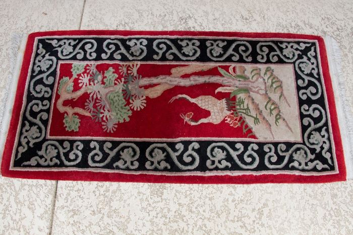 27" x 60"l.  Carved Wool Chinese Style Rug:  $45.00