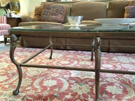 Cast Metal Eagle Cocktail Table w/Beveled Glass Top.  40'w x 54"L x 22"h.  $450.00  