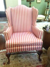 Striped Wingback Chair.  2 available.  Hickory Chair Company.  $120.00 (as is)
