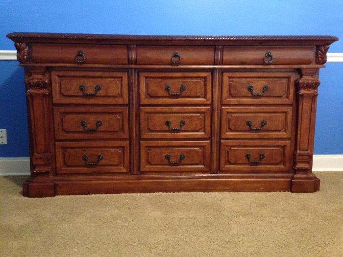 Large Ornate 12 Drawer Dresser.  74"w x 20"d x 38"h:  $450