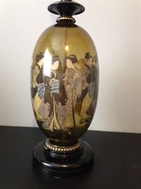 Painted Glass Geisha Girl Lamp:  $90.00