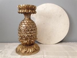 Italian Gilt Base and Marble Top Table.  20"diameter x 17"h:  $60.00