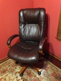 Brown Leather "Papa Bear" Desk Chair:  $90.00