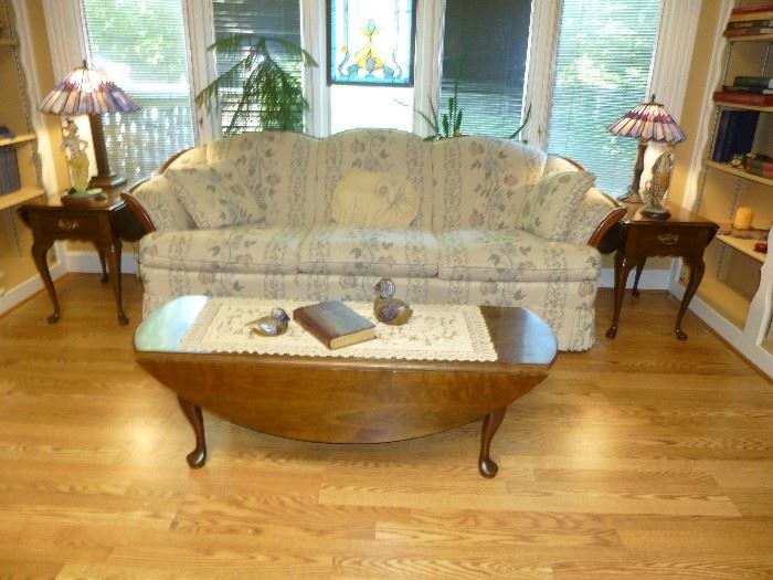 SKIRTED COUCH AND STICKLEY COFFEE TABLE SET (COFFEE TABLE SET SOLD)