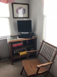 Foldable chair TV and VCR with holder