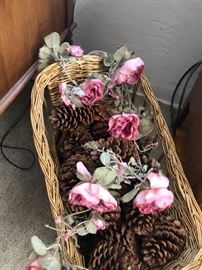 Pinecones in large baskets