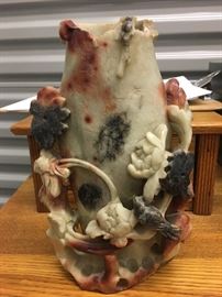 Vintage  hand carved stone vase