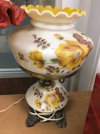 Vintage painted hurricane lamp
