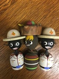 Vintage bobblehead wooden dolls