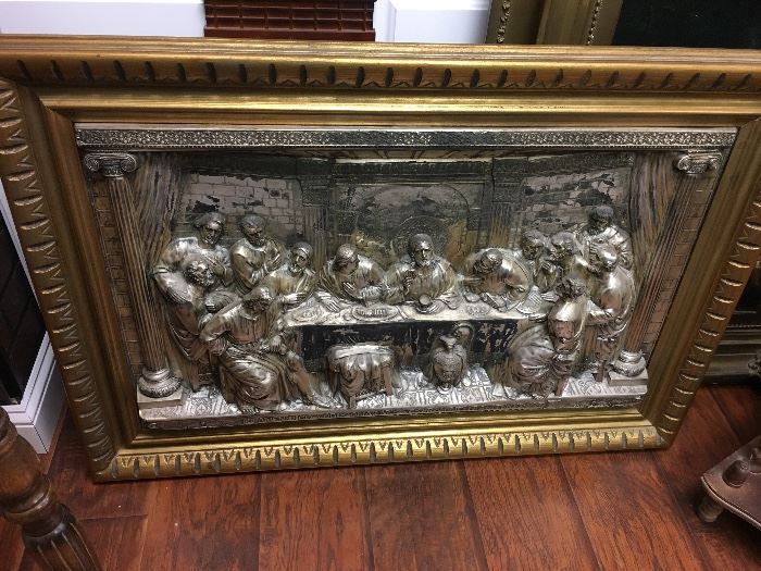 Vintage Copper and silver plated 3D Last Supper