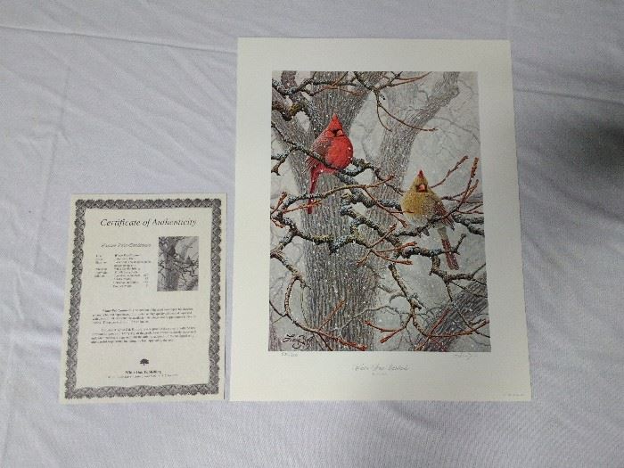 Larry Zach Print - "Winter Pair-Cardinals" (1992)
 https://ctbids.com/#!/description/share/22426